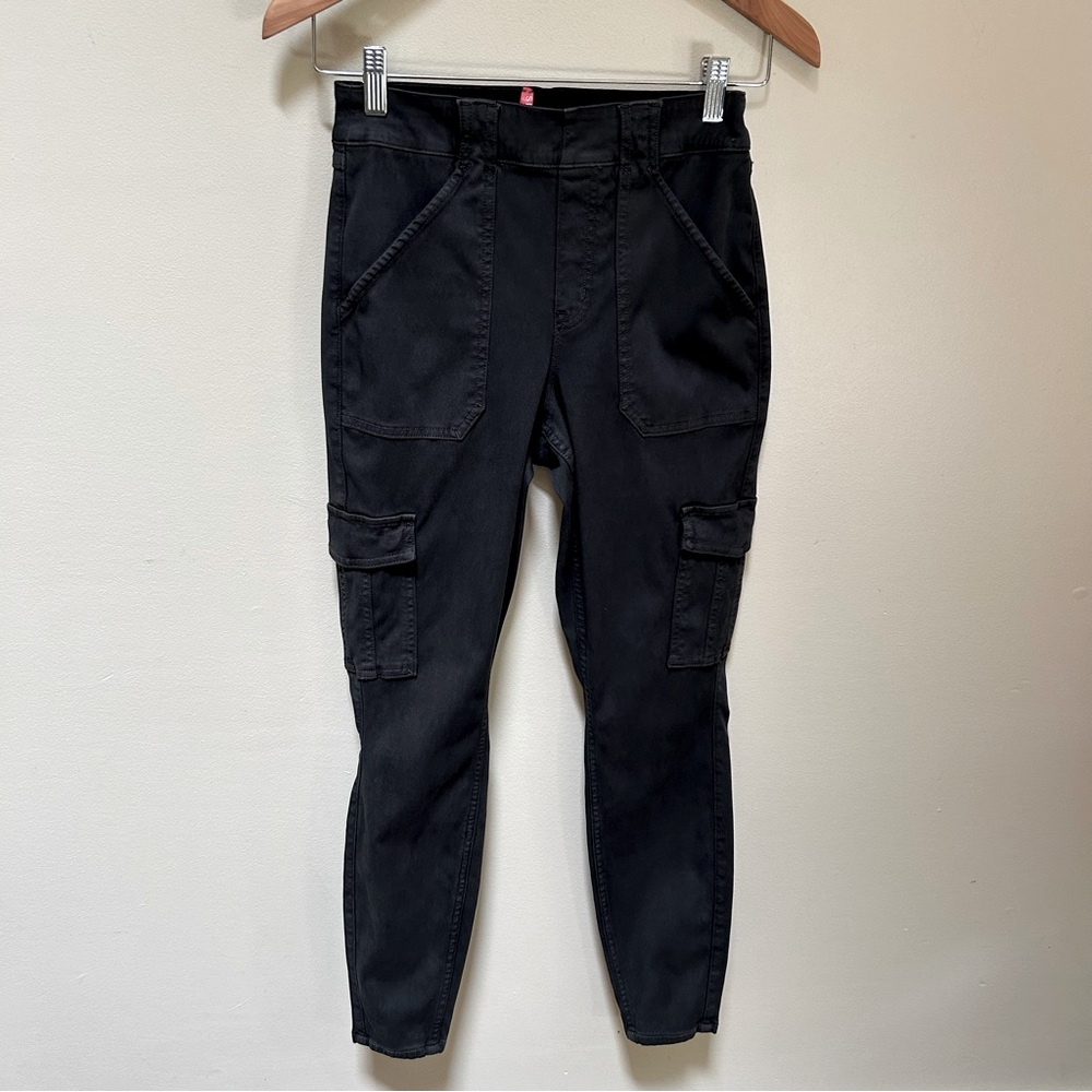 Spanx ~Stretch Twill Ankle Cargo Small/Medium in Washed Black Shaping Pants